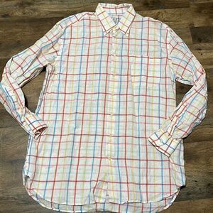 Peter Millar linen long sleeve button down shirt. Size large